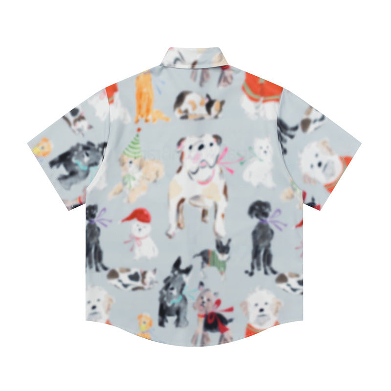 Hip Hop Shirts For Boys Animal Print Short Sleeve Shirt
