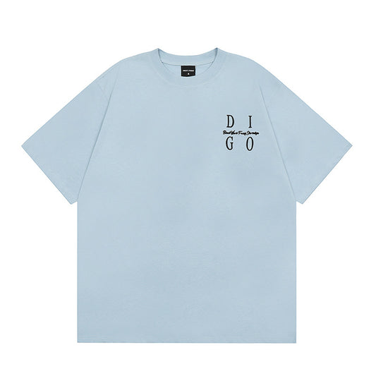 Vintage T Shirts Hip Hop Letter Embroidered Short Sleeve T-Shirts