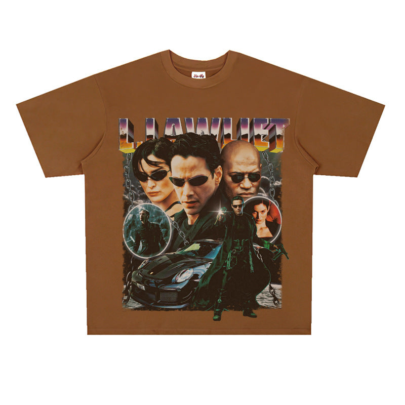 Film Star T Shirt Personalized Cotton Short Sleeve Loose American Retro Design T-shirt