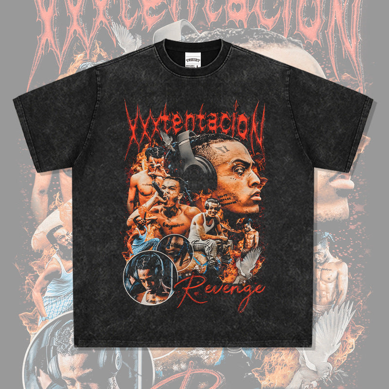 Streetwear masculino vintage hip hop XXX tentcioN print long sleeve short sleeve t-shirt