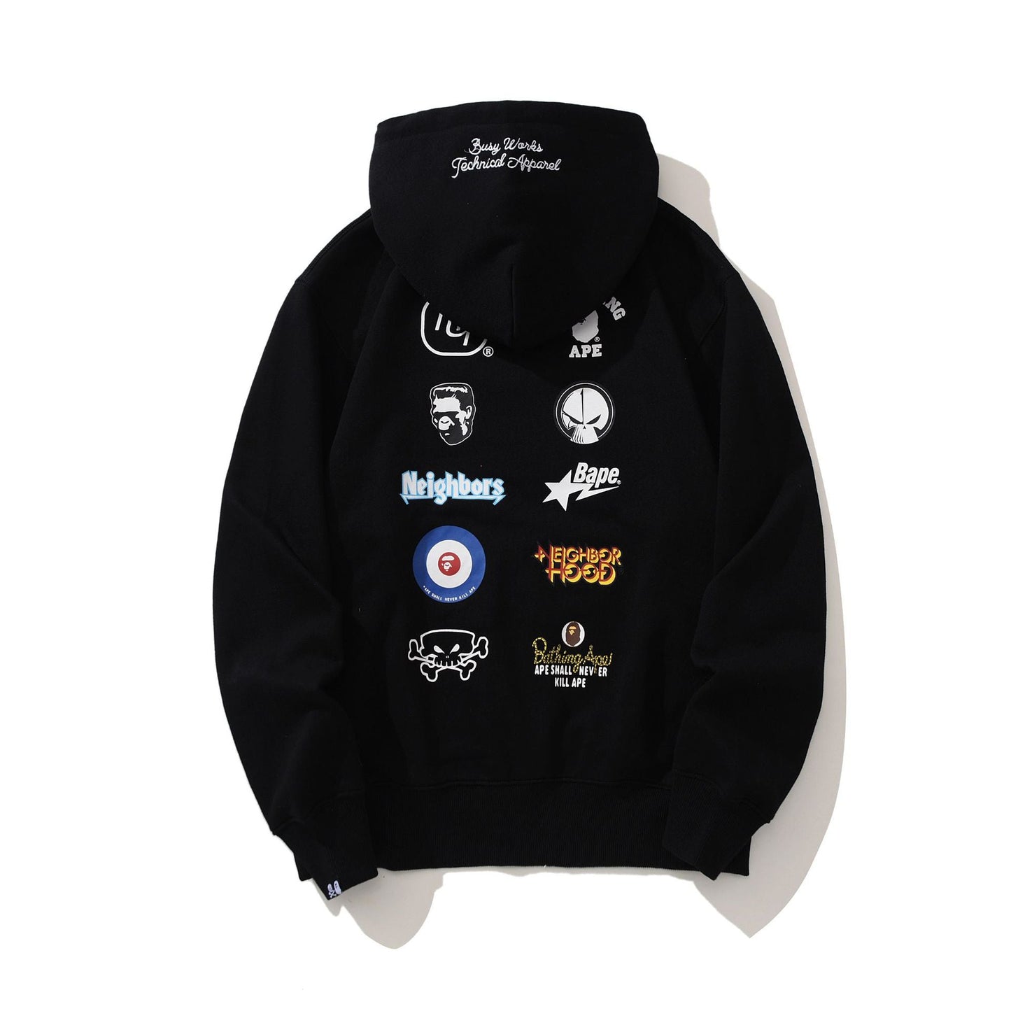 Ape Hoodie Skull Ape Man Letter Print Hooded Pullover Kangaroo Sweater