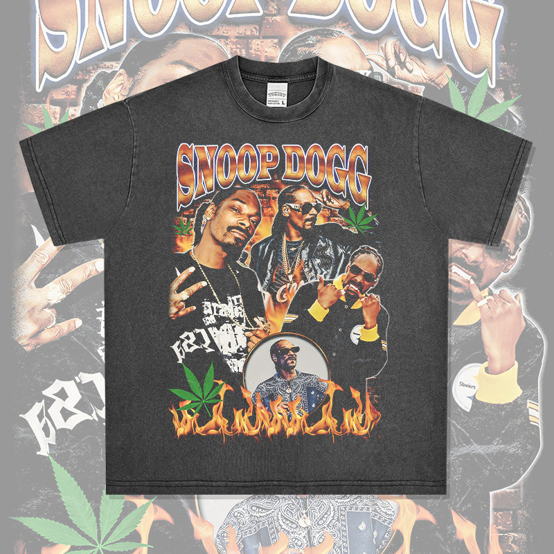 Streetwear masculino hip hop Snoop Dogg print short sleeve t-shirt