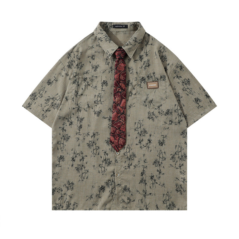 Y2K mens shirt vintage loose shirt
