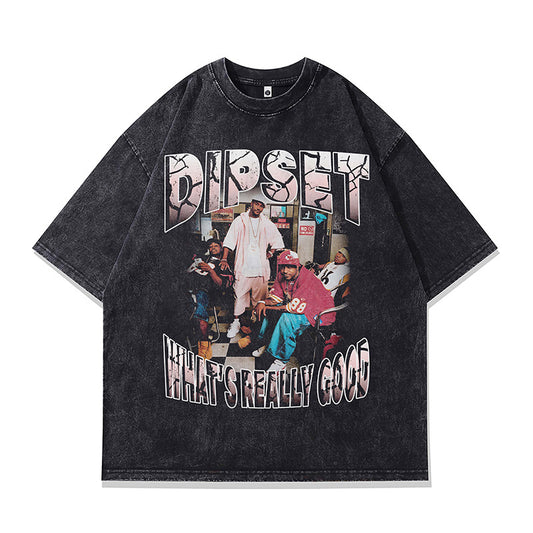 Ropa Vintage Hombre Washed Portrait Short Sleeve T-Shirt