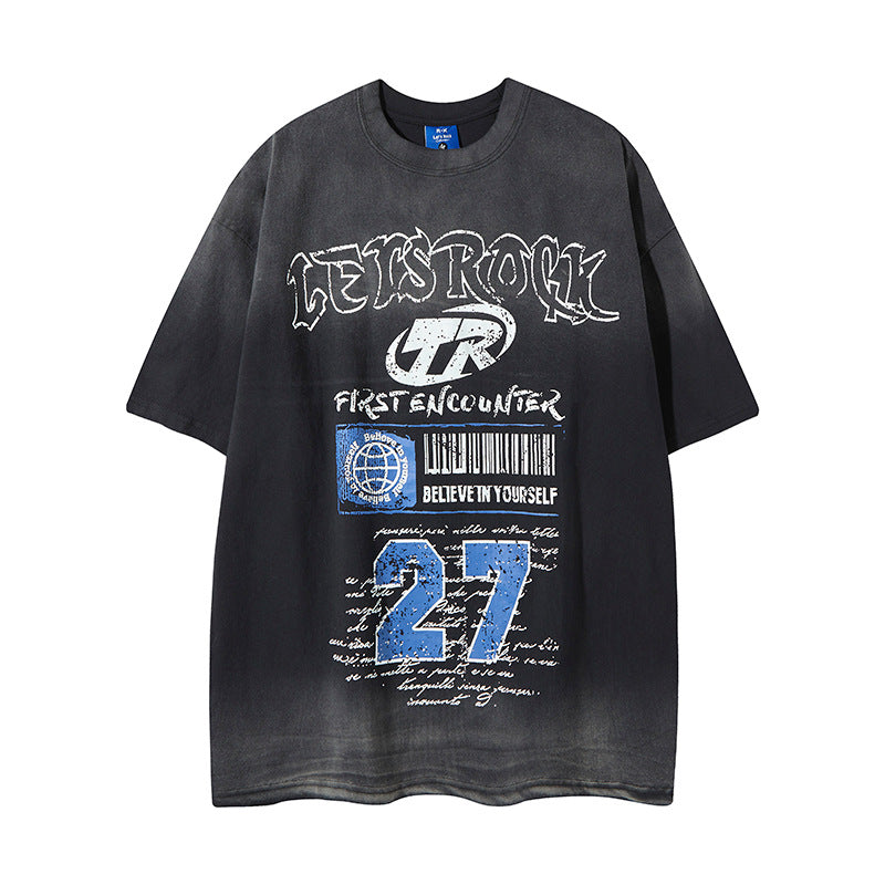 Nyc 1990 Shirt Retro Hip Hop Alphabet Short Sleeve T-Shirt