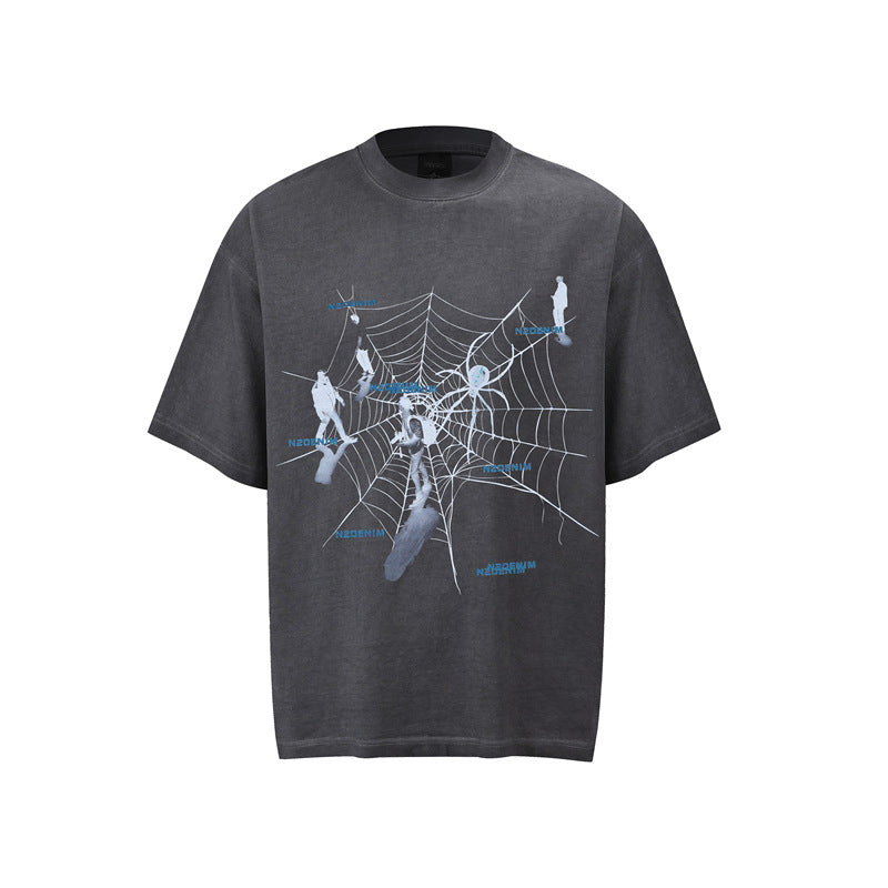 Hip hop shirt summer hip hop spider web t-shirt short sleeve