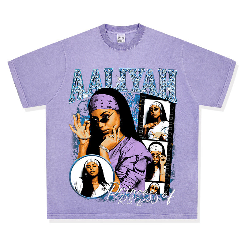 Marcas streetwear usa vintage hip hop alayiah print short sleeve t-shirt