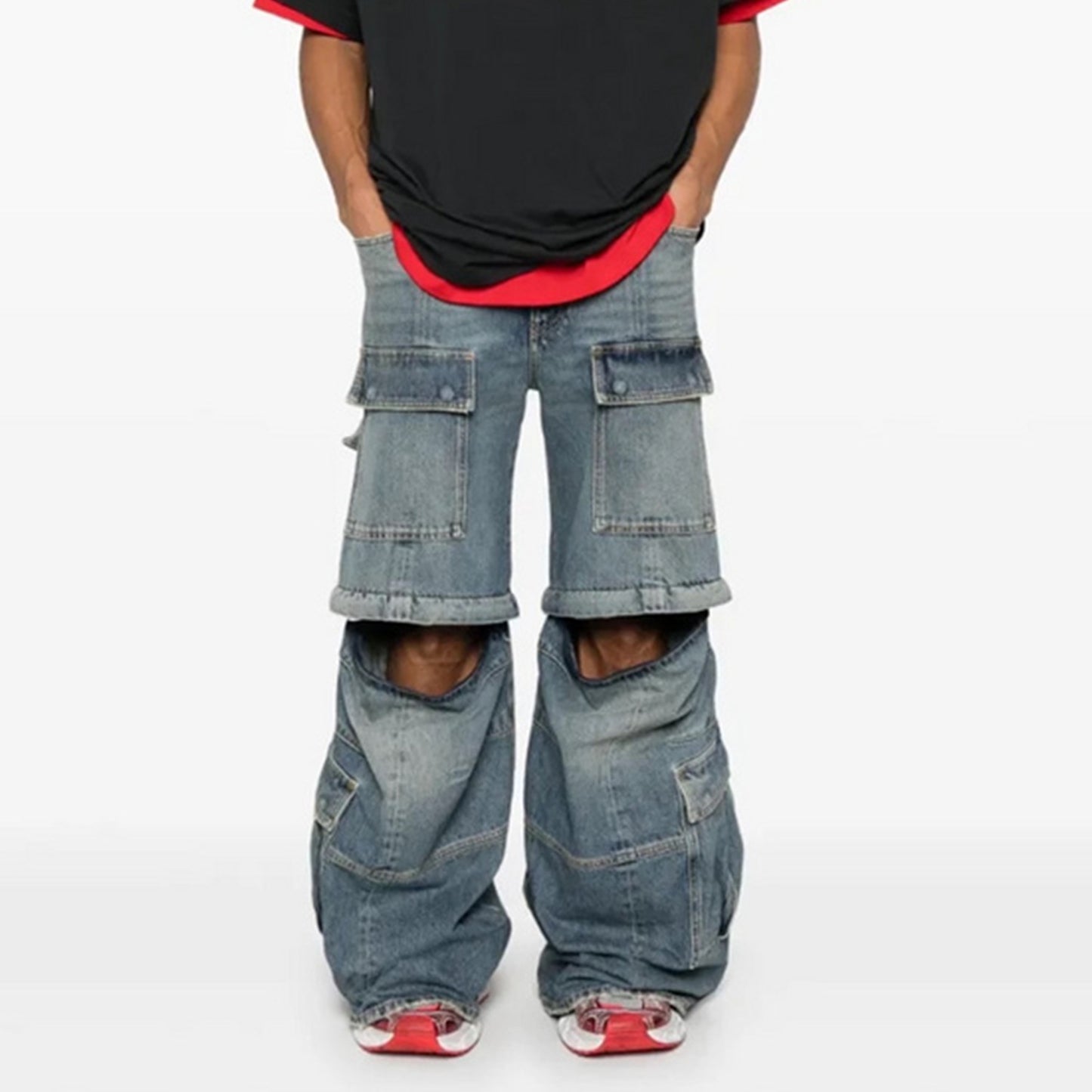 Rock Revival Jeans Flared Cargo Washed Overalls