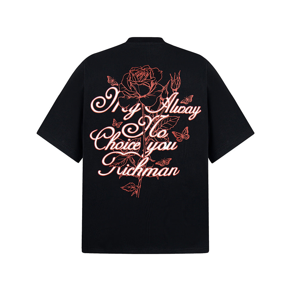 Nostalgia T Shirts Vintage Floral Letter Short Sleeve T-Shirt