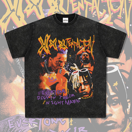 Streetwear masculino vintage XXX Tentacion print short sleeve t-shirt vintage