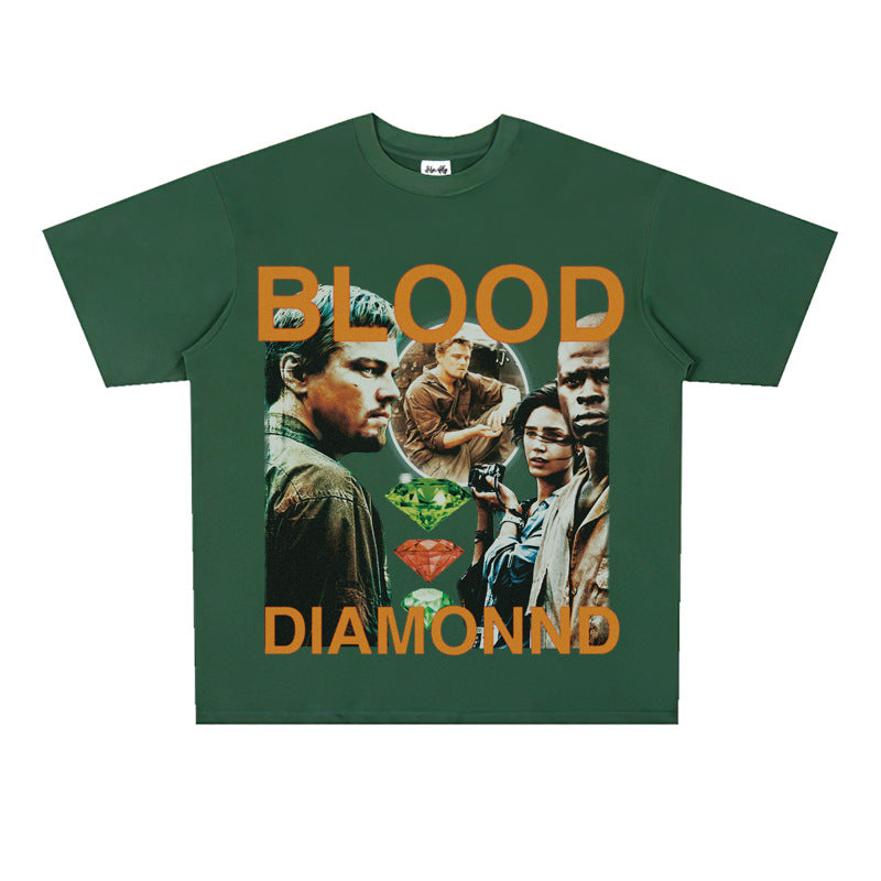 Film Star T Shirt Loose Heavy American Retro Street Cotton T-shirt Men and Women