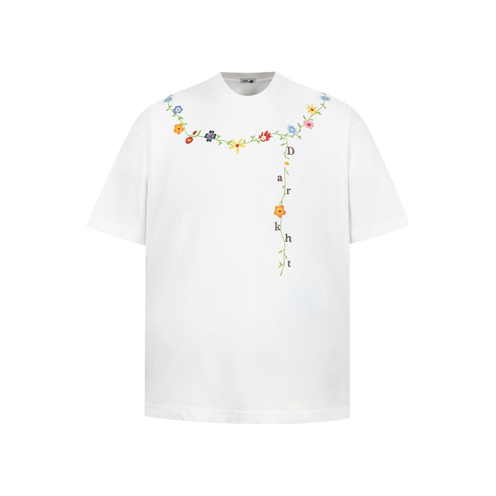 Hip Hop Clothes New York T-Shirt Summer Embroidery Necklace Crew Neck Short Sleeve Loose Casual Top