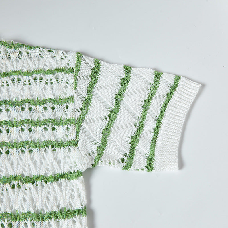 Nyc 1990 Shirt Summer Striped Lapel Sweater