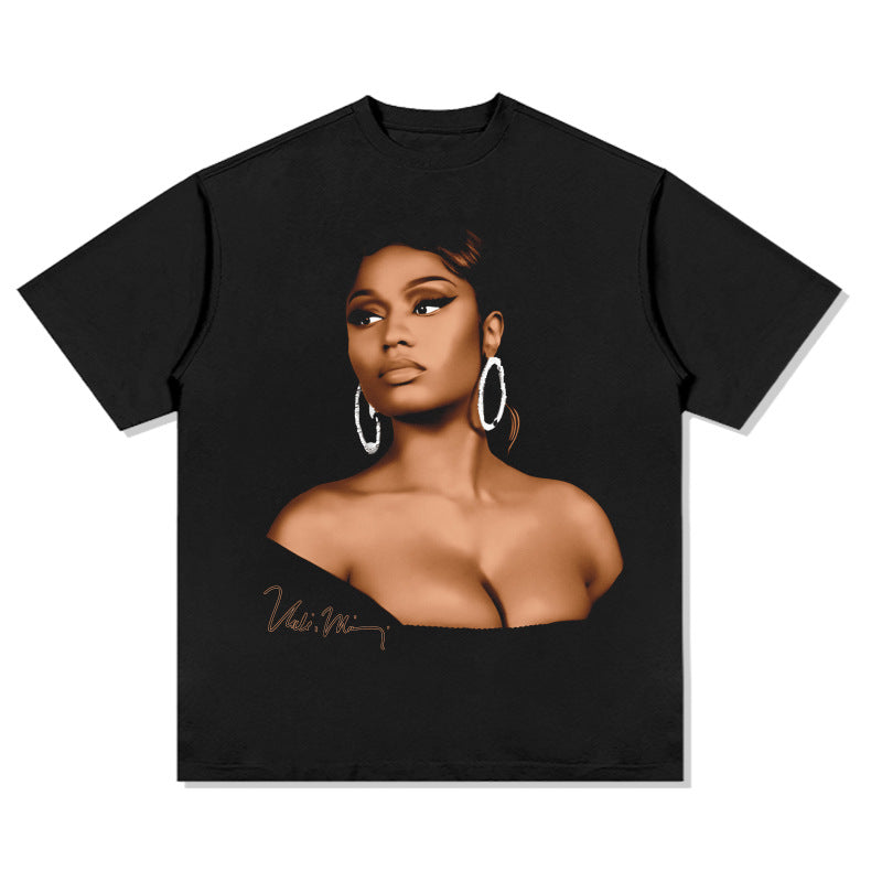 Cool t rapper vintage hip hop mina nicki minaj print short sleeve t-shirt