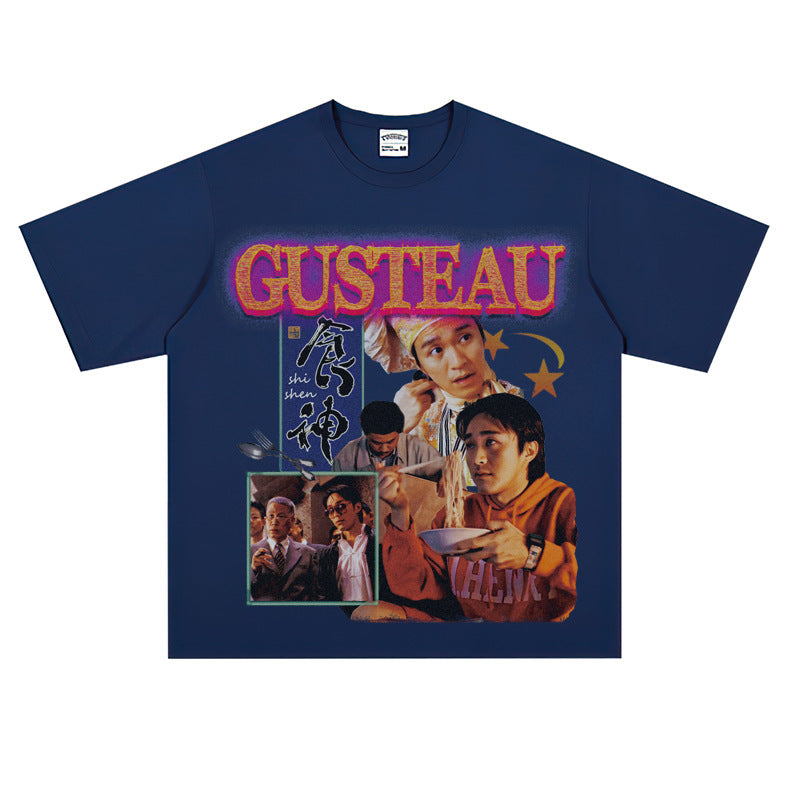 Film Star T Shirt Classic Movie Zhou Xingchi Short Sleeve American Retro T-shirt Men and Women