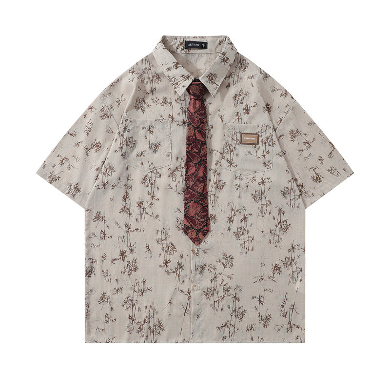 Y2K mens shirt vintage loose shirt