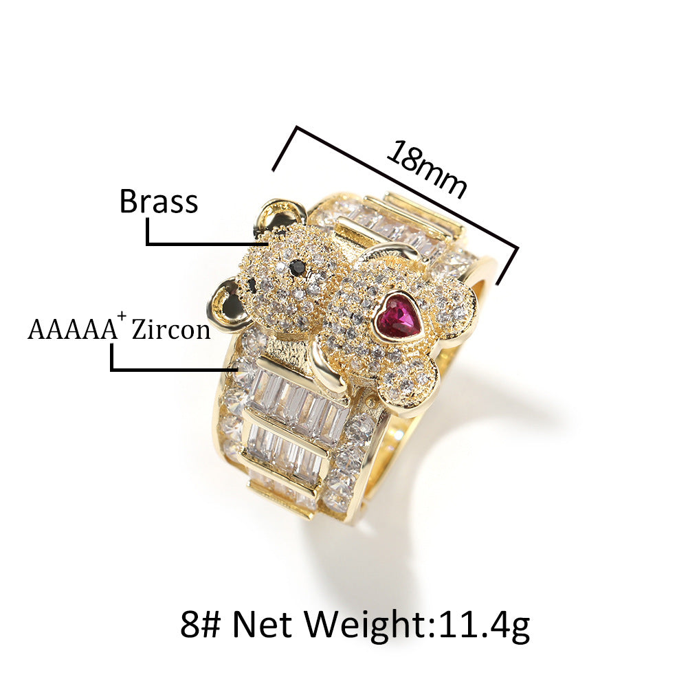 Rings Bear Diamond Ring Female ins St. Valentine's