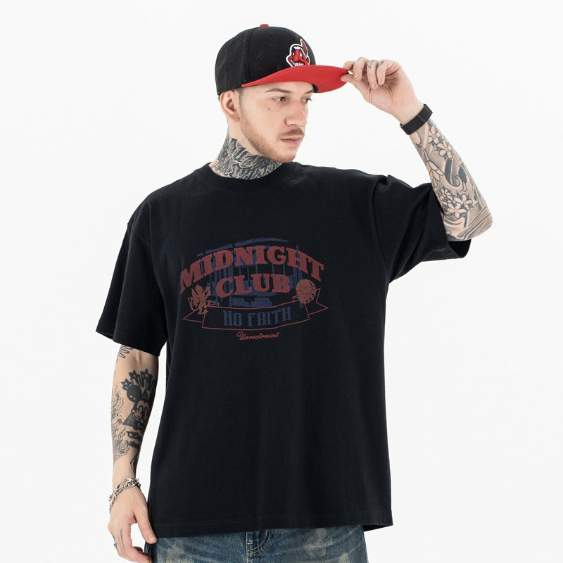 Vintage 90s Hip Hop Clothing Summer Letter Print Loose Casual Crew Neck Short Sleeve T-Shirt