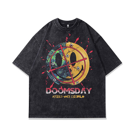 Ropa Vintage Hombre Smiley Printed Old Short Sleeve T-Shirt