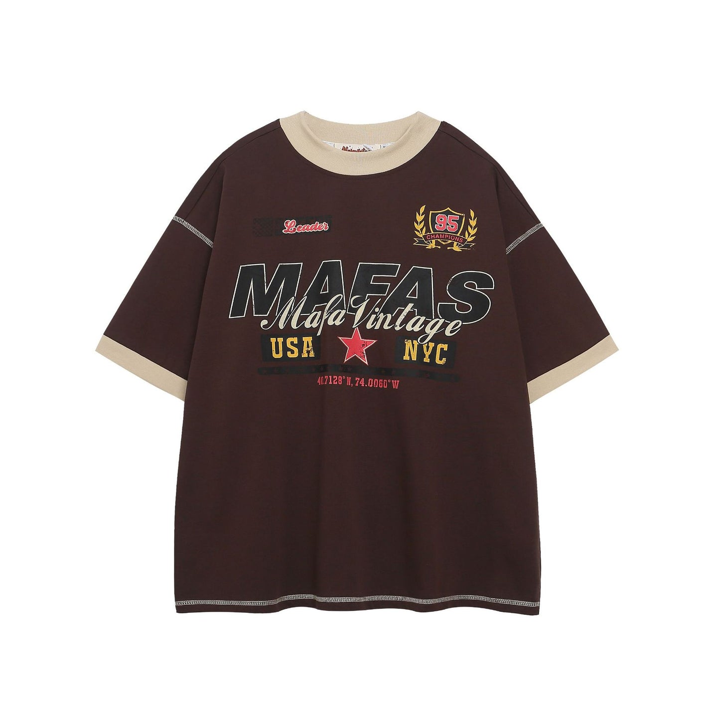 Hip Hop Clothing Summer Short Sleeve Vintage Sports T-Shirt Loose Print Short Sleeve