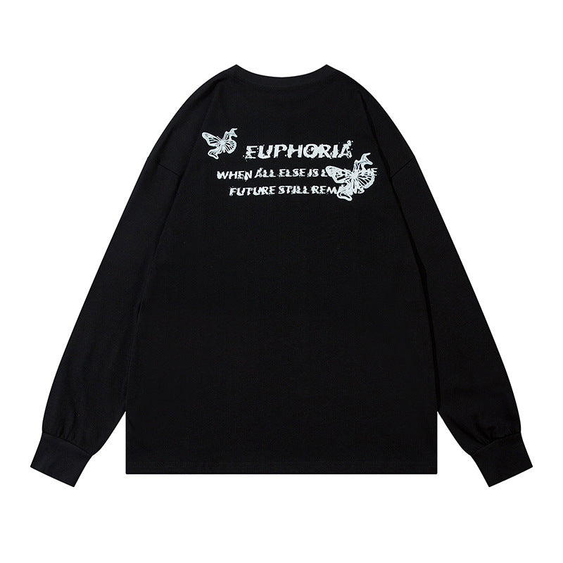 Marcas De Streetwear Vintage Hip Hop Butterfly Graffiti Long Sleeve T-Shirt