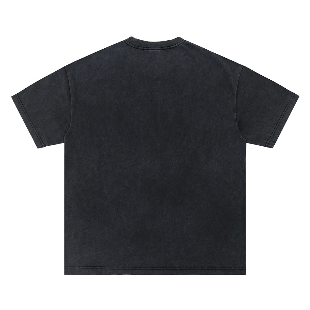 Vic Streetwear Summer Vintage Washed Kids Print Short Sleeve T-Shirt
