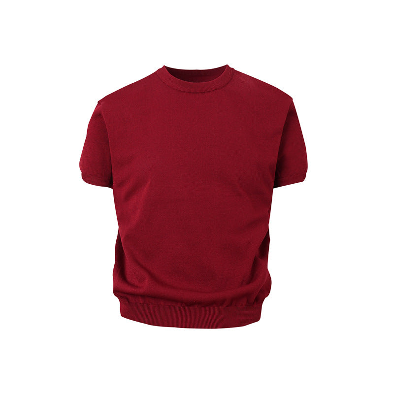 Stone Wash T shirt Vintage Knitted Short Sleeve Cleanfitt T-Shirt