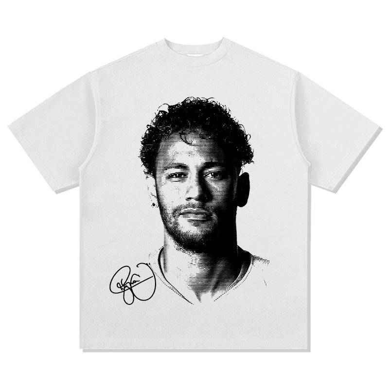 New york hip hop shop vintage neymar print short sleeve casual t-shirt