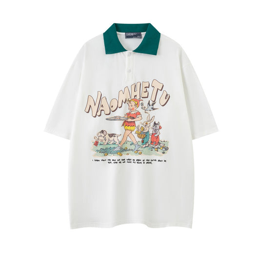 Vice streetwear Summer Cartoon Print T-Shirt Crew Neck Short Sleeve T-Shirts
