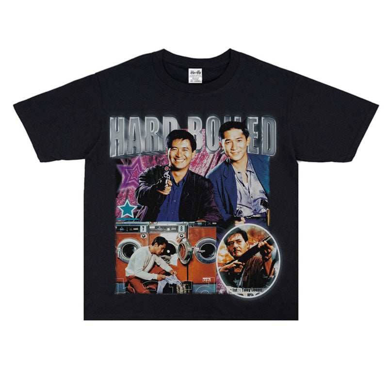 Film Star T Shirt Short Sleeve Retro American Street T-shirt for Men and Women