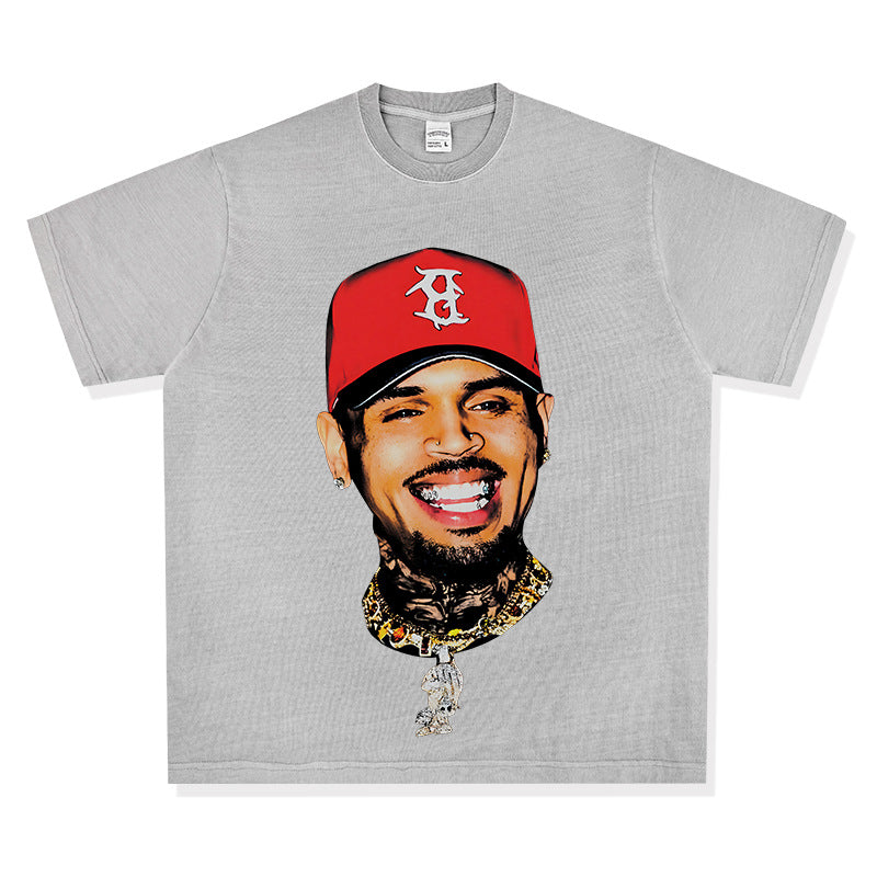 New york hip hop shop vintage chris crown print short sleeve t-shirt