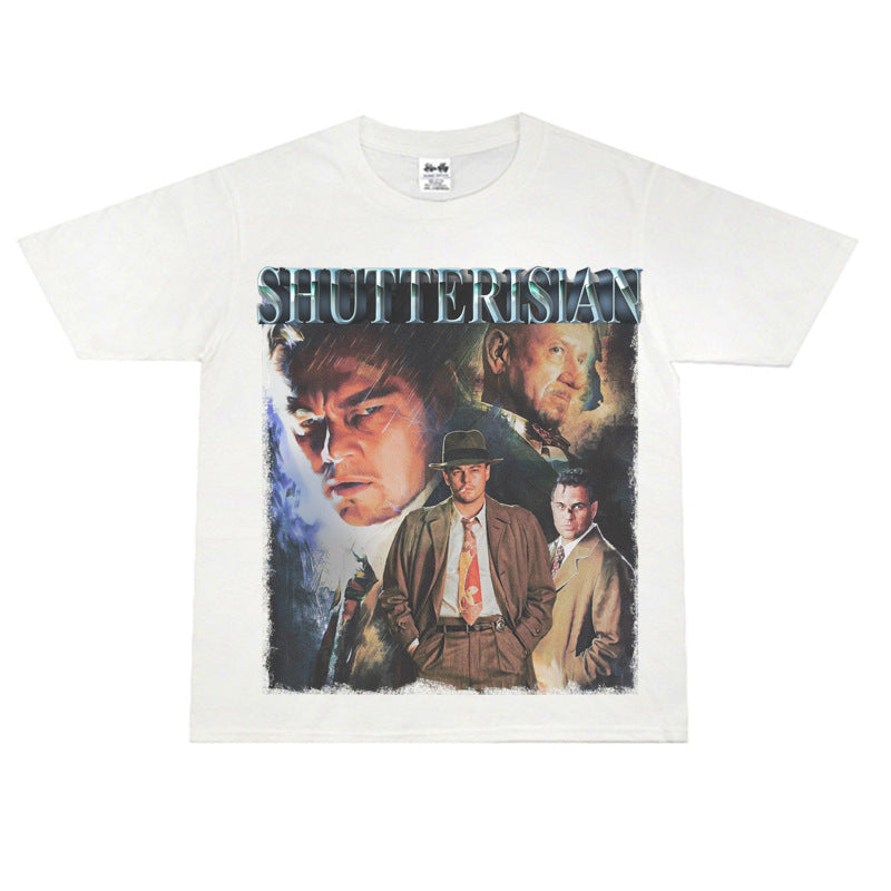 Film Star T Shirt Cotton Short Sleeve Loose Retro American T-shirt Men