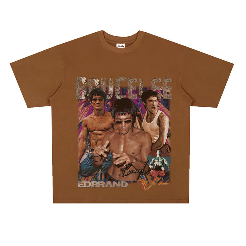 Film Star T Shirt Movie Bruce Lee Cotton Short Sleeve Loose round Neck American T-shirt Men and Women