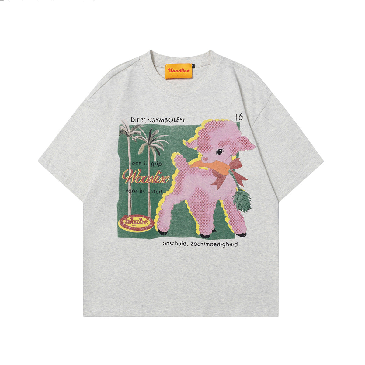 90s West Coast Hip Hop Fashion T Shirts Cute Fun Cartoon Lamb Short Sleeve T-Shirt