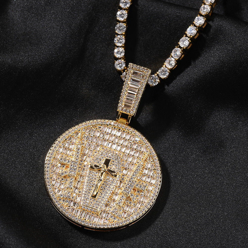 Jewelry Summer Cross Pendant Full Diamond Necklace Spectrum Far East