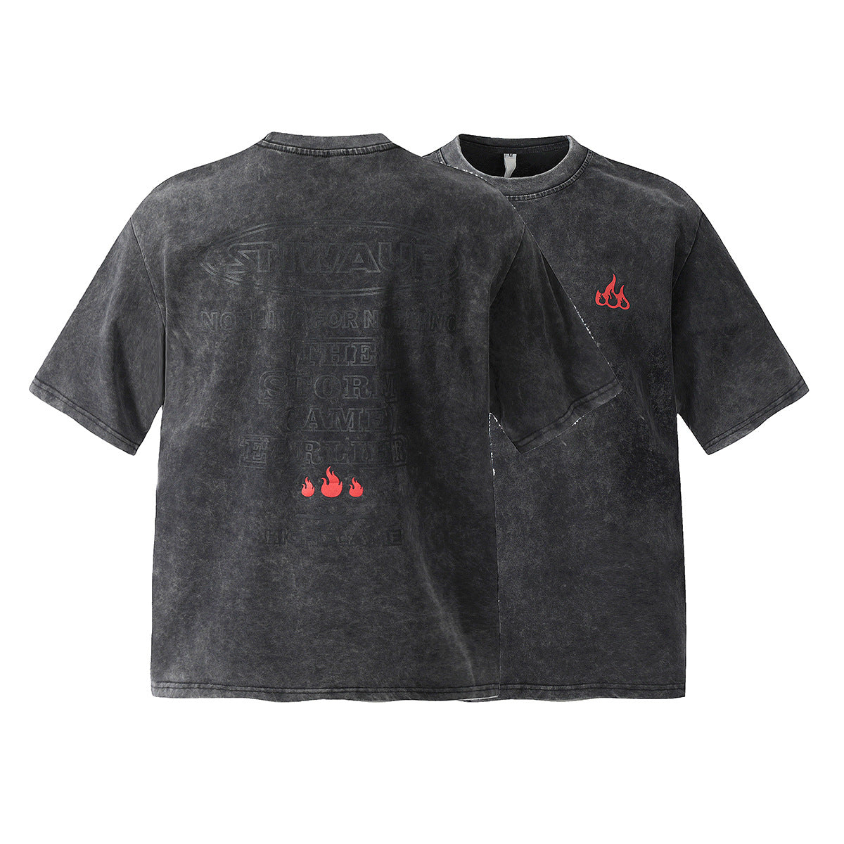 T shirt vintage usa summer retro washed old flame t-shirt short sleeve