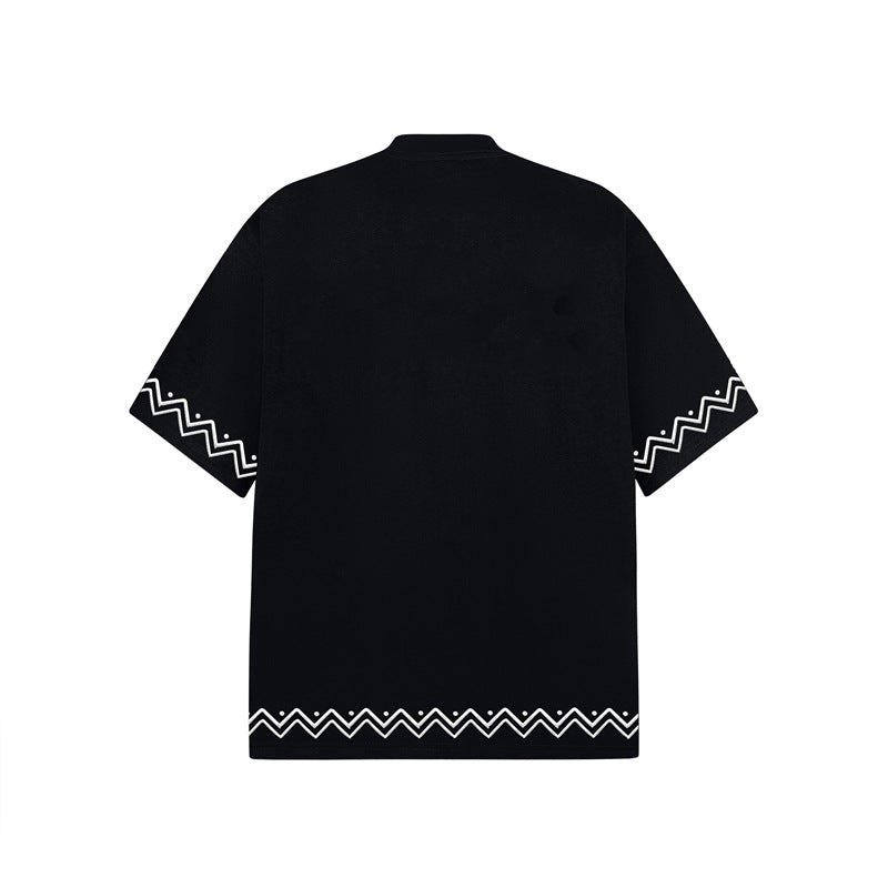 Camisas Retros Embroidered T-Shirt Short Sleeve T-Shirt