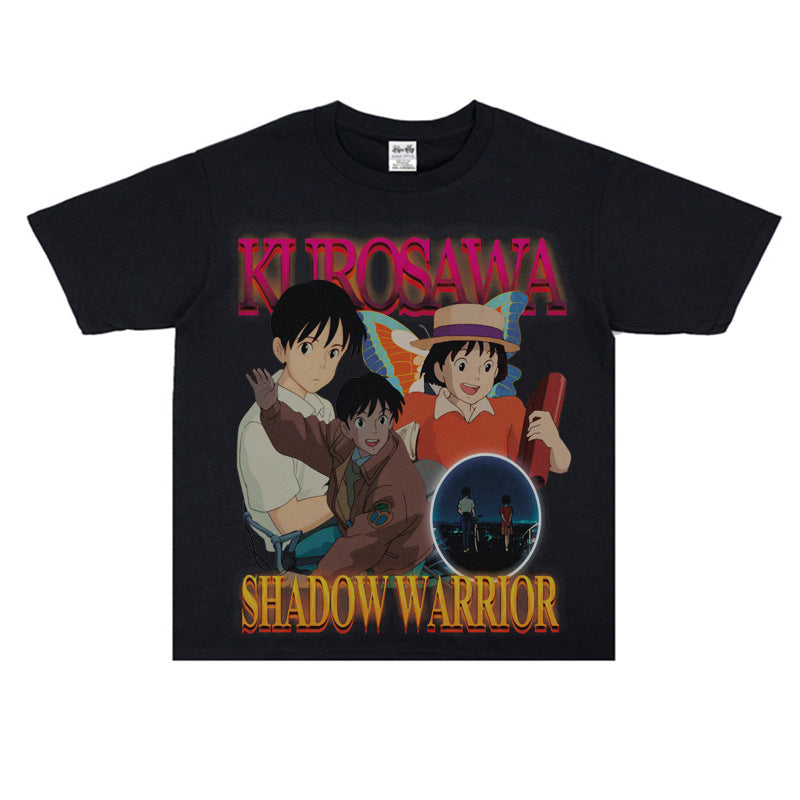 Film Star T Shirt Loose Heavy Street Small Neckline T-shirt Men and Women