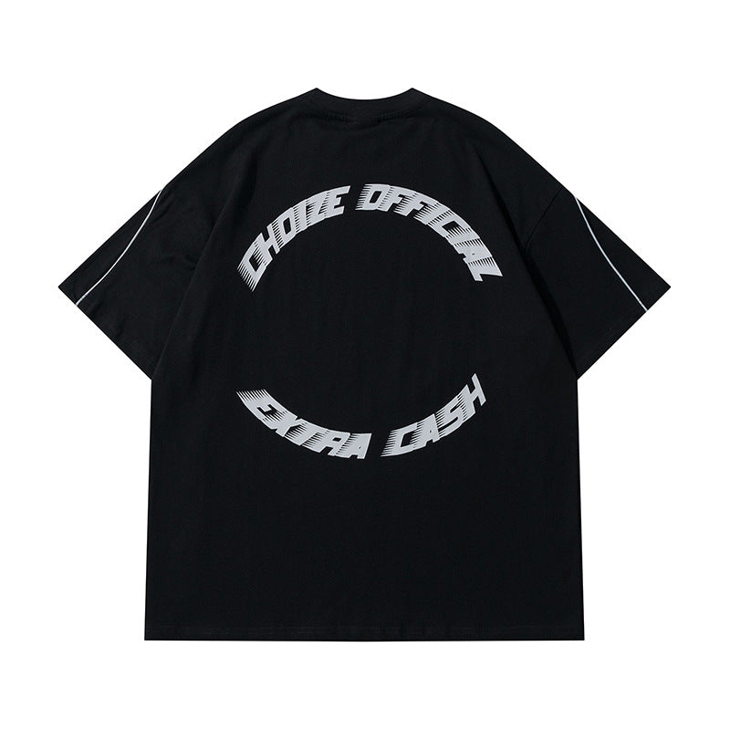 Hip Hop Clothes New York Reflective Strip Letter Print Short Sleeve T-Shirt