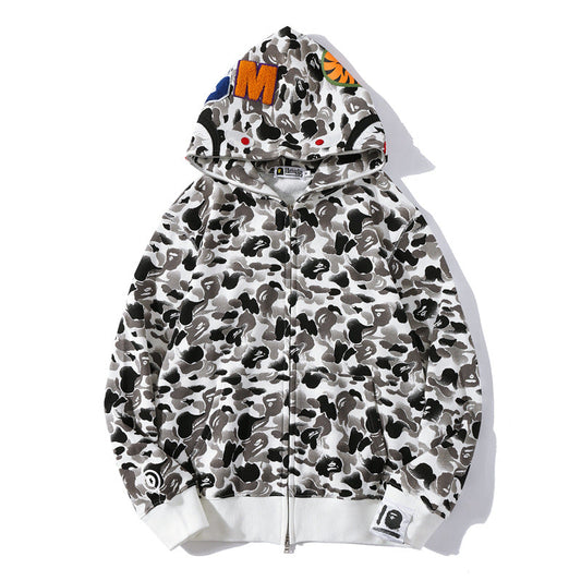 Ape Hoodie WGM Alphabet Patch Ink Pattern Camouflage Hooded Sweater Jacket