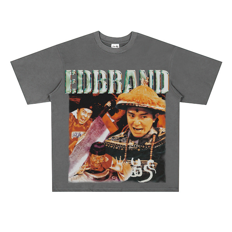 Film Star T Shirt Stephen Chow Derivative Short Sleeves Vintage American Street T-shirt