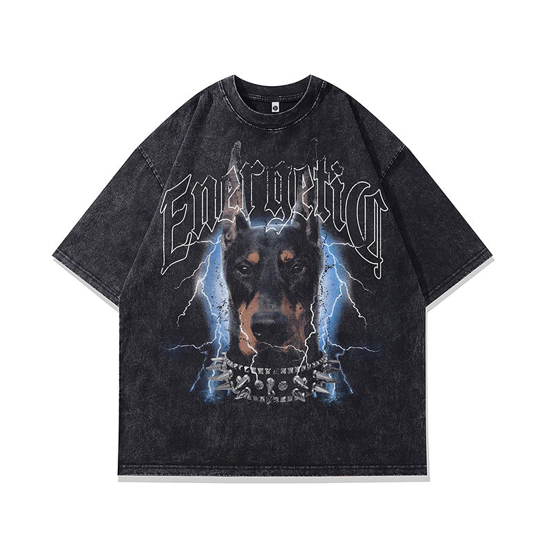 Ropa Vintage Hombre Doberman Print Short Sleeve T-Shirt