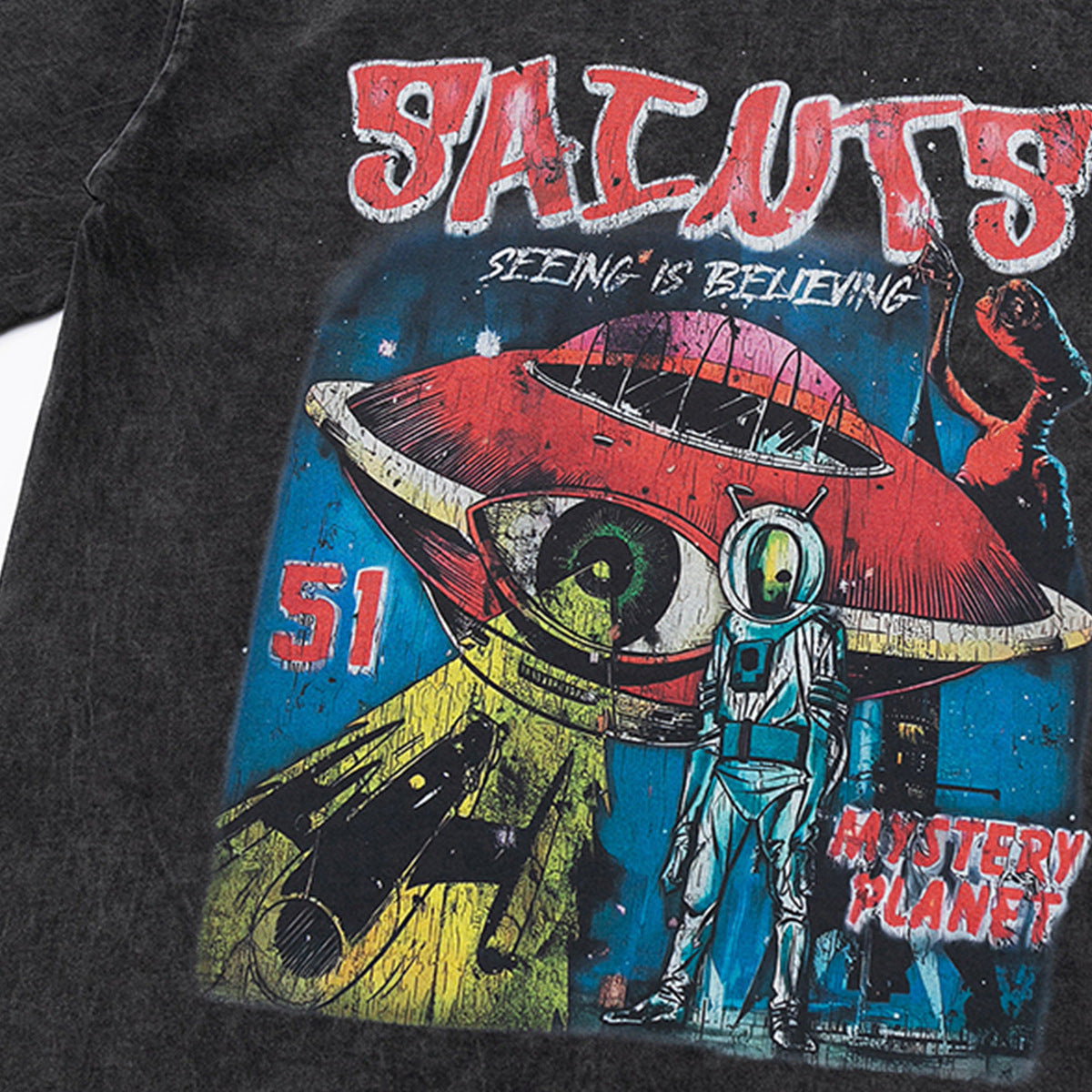Hip Hop Clothing Summer Alien Print Short Sleeve T-Shirt