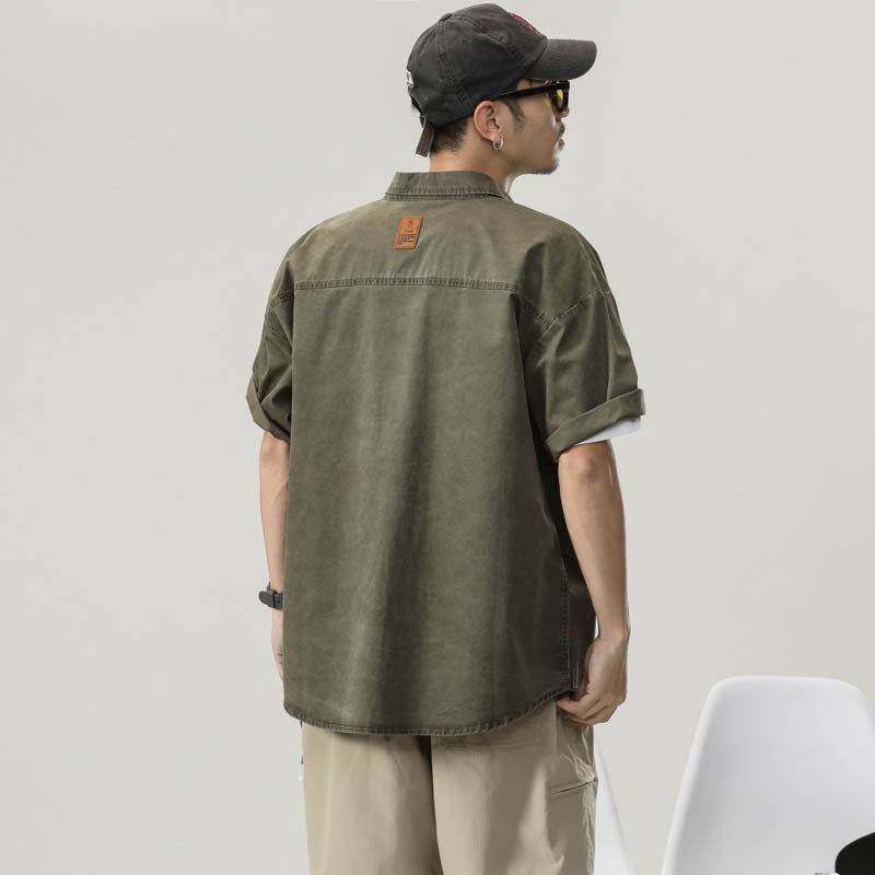 Men T-shirts Vintage Short Sleeve Summer Loose Shirt
