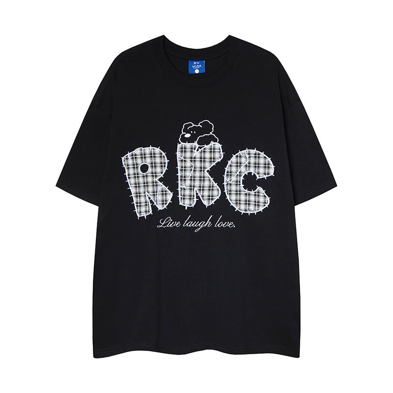 Nostalgia T Shirts Vintage Dog Embroidered Summer Short Sleeve T-Shirt Loose Casual Top