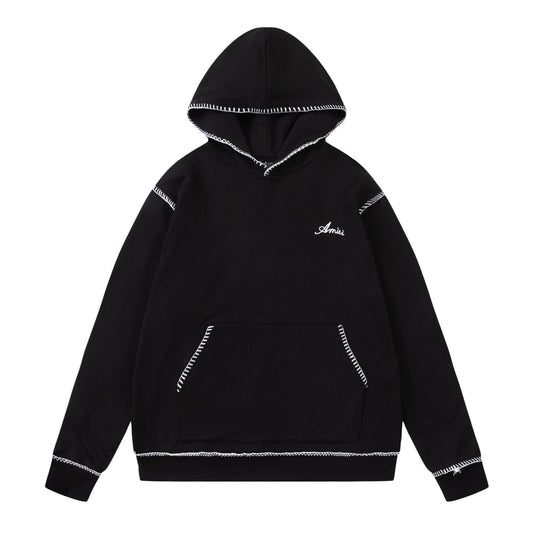 Amiri Hoodie autumn and winter new AMI embroidered line letter pattern hooded sweater