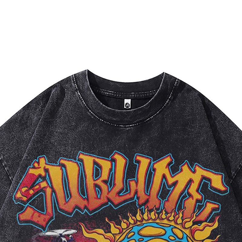 Ropa Vintage Hombre Punk Anime Print Short Sleeve T-Shirt