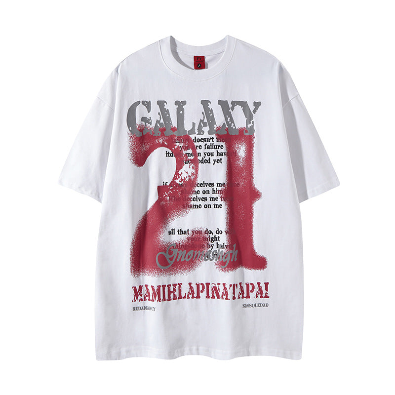 Distorted vintage summer retro washed old short sleeve t-shirt