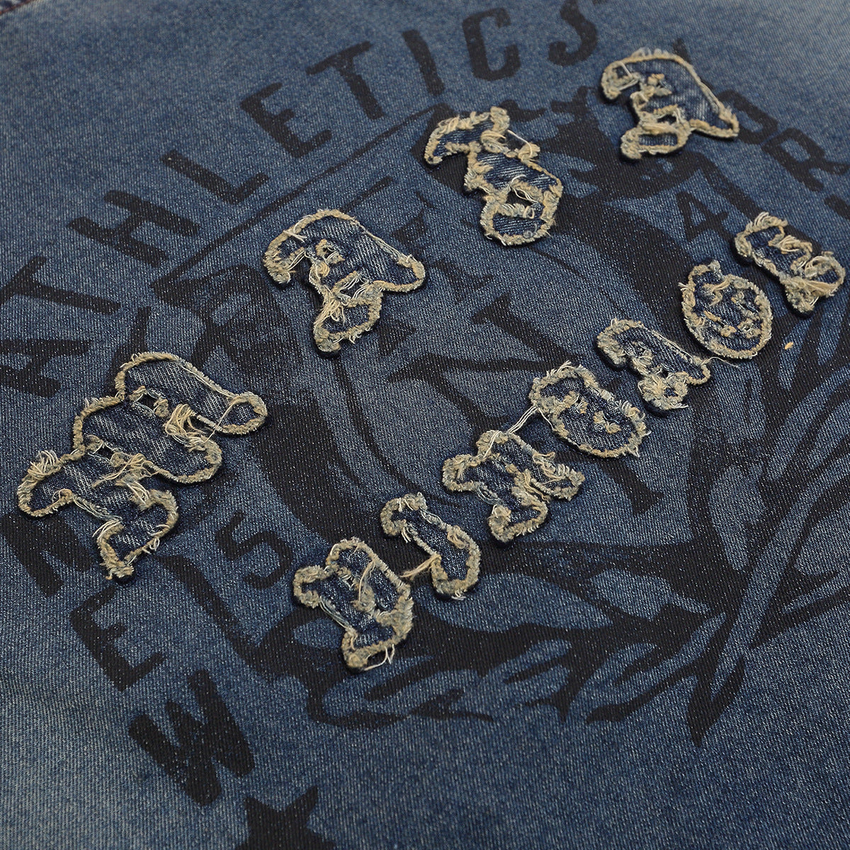 Vestimenta De Los 90 Summer T-Shirt Vintage Embroidered Washed Denim Short Sleeve T-Shirt