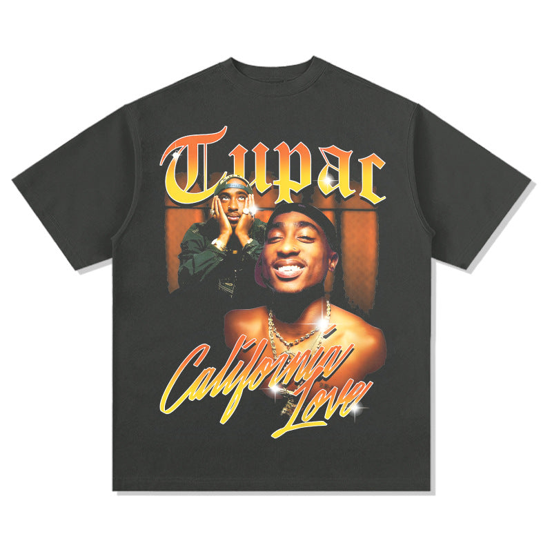 Cool t rapper vintage hip hop tupac print long sleeve short sleeve t-shirt